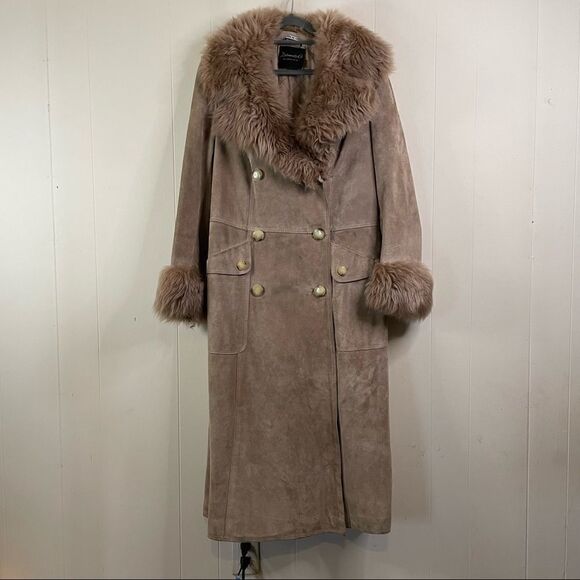 Vintage Suede Penny Lane Faux Fur Coat - Picture 1 of 9